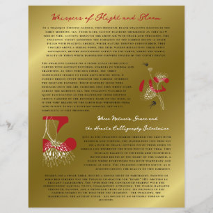 Flyer Golondrinas y Corazón Chino Floral Oriental Dorado