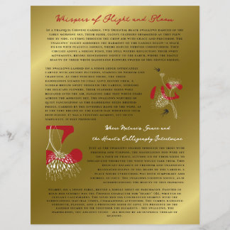 Flyer Golondrinas y Corazón Chino Floral Oriental Dorado