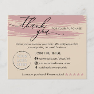 Flyer Gracias tienda pequeña Rosa Crema Rosa