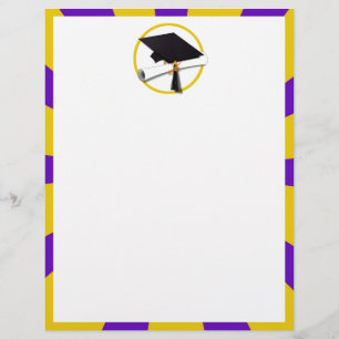 Flyer Grad Cap & Diploma - Colores escolares morados y d