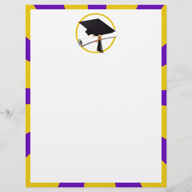 Flyer Grad Cap & Diploma - Colores escolares morados y d (Frente)