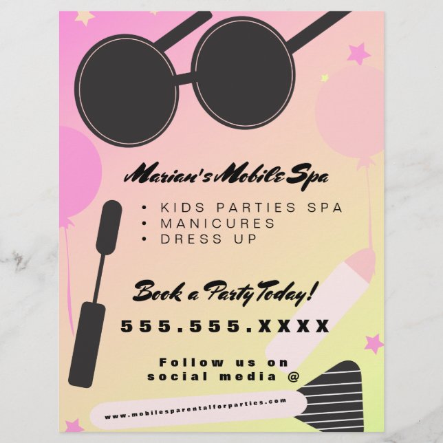 Flyer Gradiente de Alquiler de Autobús de Spa para Niños (Frente)
