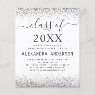 Flyer Graduación de plata blanca presupuestada de 2023