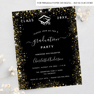 Flyer Graduación invitación al presupuesto del purpurina
