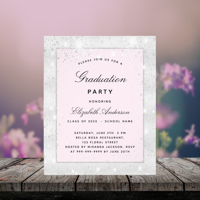Flyer Graduación invitación al presupuesto del purpurina (Subido por el creador)