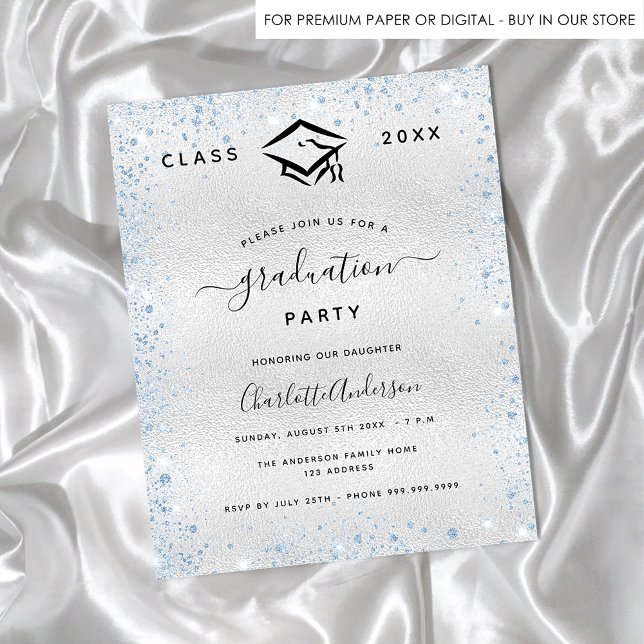 Flyer Graduación invitación de presupuesto azul claro de (Subido por el creador)