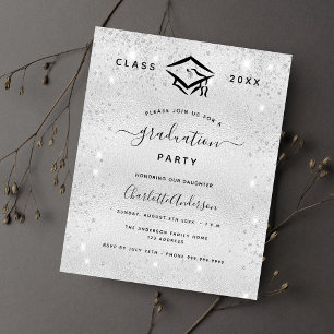 Flyer Graduación purpurina de plata invitación de presup