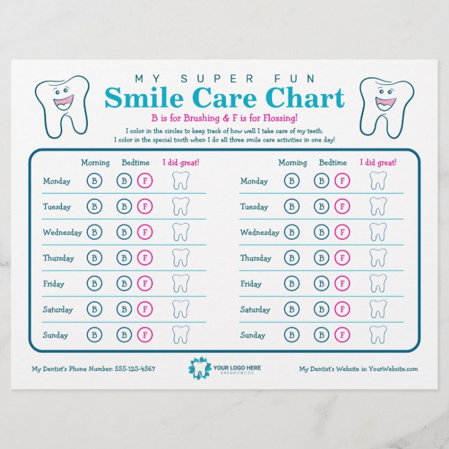 Flyer Gráfico de atención de sonrisa dental para niños (Frente)