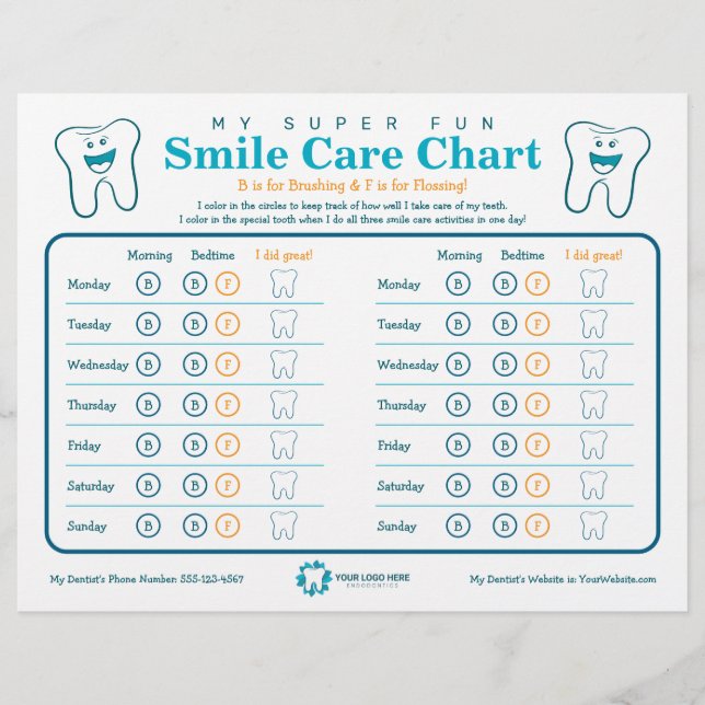 Flyer Gráfico de atención de sonrisa dental para niños (Frente)