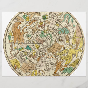 Flyer Gráfico y mapa de constelaciones de estrellas del