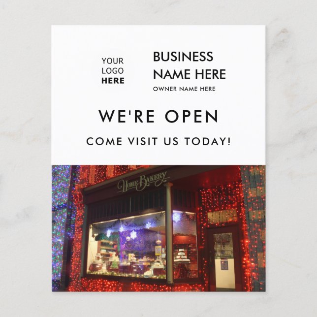 Flyer Gran abertura Panadería Personalizado Foto Logo Bl (Frente)