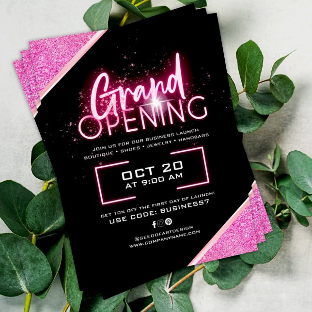 Flyer Gran anuncio de apertura de negocios Purpurinoso d (Subido por el creador)