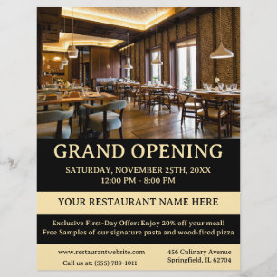 Flyer Gran Apertura de Restaurante o Café Elegante