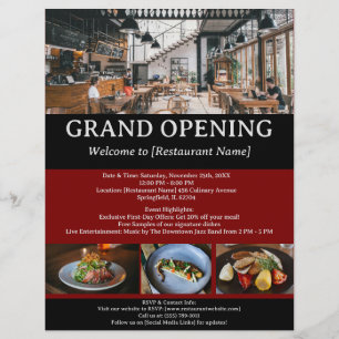 Flyer Gran Apertura de Restaurante o Café Personalizado