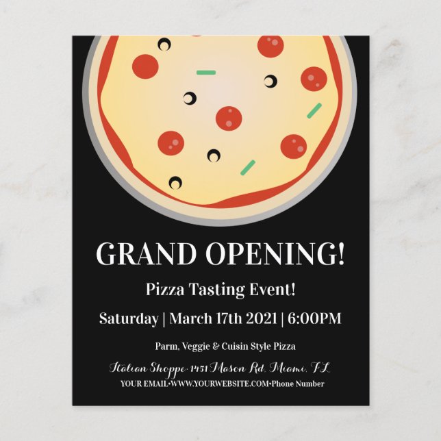 Flyer Gran inauguración del restaurante Pizza Italiano (Frente)
