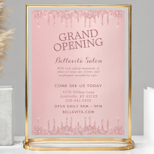 Flyer Gran inauguración del salón Rose Gold Glitter Drip