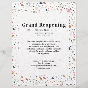 Flyer Gran reapertura de los negocios genéricos Terrazo