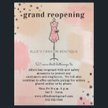 Flyer Gran reapertura de tienda boutique abstracta rosad<br><div class="desc">Ilustración de un maniquí sobre un fondo abstracto con esquema de color rosa melocotón. Personaliza el texto.</div>