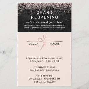 Flyer Gran reapertura del salón de belleza Rose Gold con
