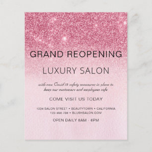 Flyer Gran reapertura Salón de Brillo Rosa Blush