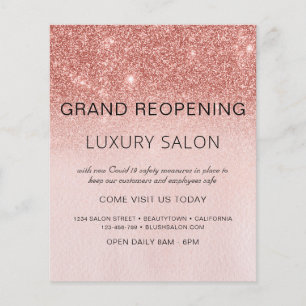 Flyer Gran reapertura Salón de brillo Rose Gold