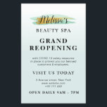 Flyer GRAN REAPERTURA | spa de belleza dorado azul<br><div class="desc">Anuncie su gran reapertura con este encantador diseño con colores menta y blanco y texto negro. el texto puede ser personalizado.</div>