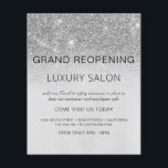 Flyer Gran Salón de Purpurinas Modernos Plateados<br><div class="desc">Glam Silver Ombre Sparkle y Purpurina Grand Reopen Glam Luxury Hair Salon, Beauty Store, Eyelashes, Nails, Makeup, Microblading, Hair Stylist, Lashes, Hair Stylist o Make Up Artist Business Flyer con personalizado añaden su nombre de negocio y dirección de retorno. Este sencillo y moderno diseño personalizado es perfecto para reabrir su...</div>