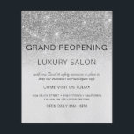 Flyer Gran Salón de Purpurinas Modernos Plateados<br><div class="desc">Glam Silver Ombre Sparkle y Purpurina Grand Reopen Glam Luxury Hair Salon, Beauty Store, Eyelashes, Nails, Makeup, Microblading, Hair Stylist, Lashes, Hair Stylist o Make Up Artist Business Flyer con personalizado añaden su nombre de negocio y dirección de retorno. Este sencillo y moderno diseño personalizado es perfecto para reabrir su...</div>