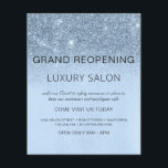 Flyer Gran Salón Purpurina de la espuma azul de reapertu<br><div class="desc">Glam Baby Blue Ombre Sparkle y Purpurina Grand Reopen Glam Luxury Hair Salon, Beauty Store, Eyelashes, Nails, Makeup, Microblading, Hair Stylist, Lashes, Hair Stylist o Make Up Artist Business Flyer con personalizado añaden su nombre de negocios y dirección de retorno. Este sencillo y moderno diseño personalizado es perfecto para reabrir...</div>