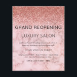 Flyer Gran Salón Rosa Purpurina de oro<br><div class="desc">Girly Rosa Gold - Rubor Pink Ombre Marble y Sparkle y Purpurina Grand ReOpening Glam Luxury Hair Salon, Beauty Store, Eyelash, Nails, Makeup, Microblading, Hair Stylist, Lashes, Hair Stylist o Make Up Artist Business Flyer con personalizado añada su nombre de negocio y dirección de retorno. Este sencillo y elegante diseño...</div>
