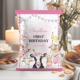 Flyer Granja Animales Chica rosado Envoltura de la bolsa