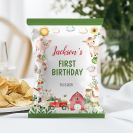 Flyer Granja de animales Barnyard Cumpleaños Chip Bag Wr