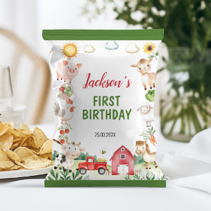 Flyer Granja de animales Barnyard Cumpleaños Chip Bag Wr