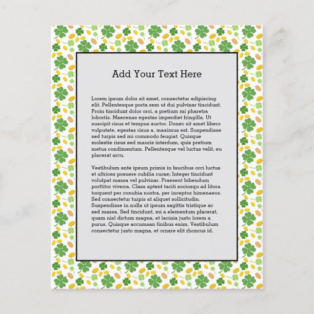 Flyer Green 4 Leaf Clovers St Patrics Day Coins (Frente)