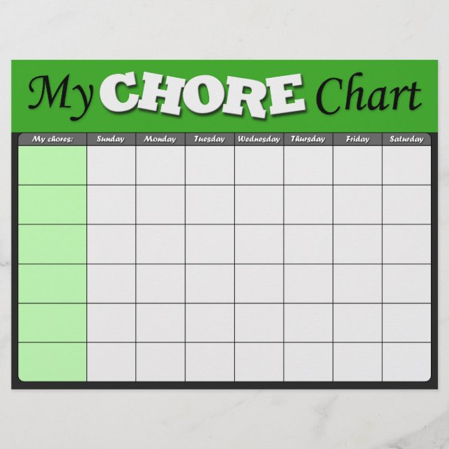 Flyer Green Children's Chore Charts (Frente)