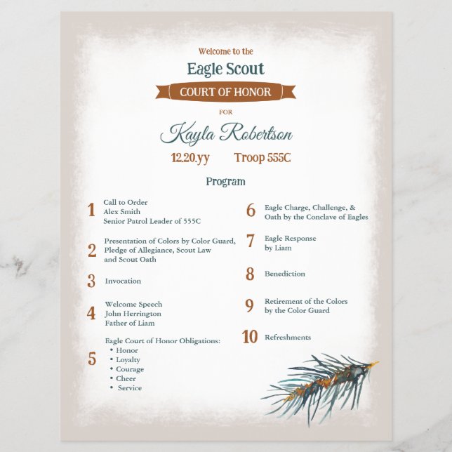 Flyer Green, Copper Pine Needles Eagle Court of Honor (Frente)