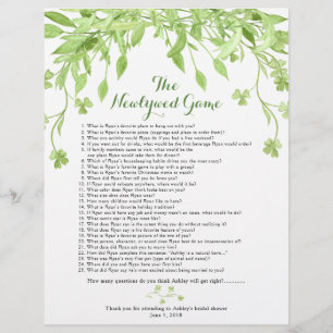 Flyer Green Floral Bridal Shower Games