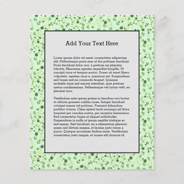 Flyer Green Four Leaf Clovers St Patrons Day (Frente)