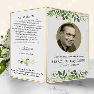 Flyer Green Funeral Memorial Photo Program Padre