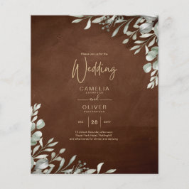 Flyer Greenery Brown Wedding Fall Winter