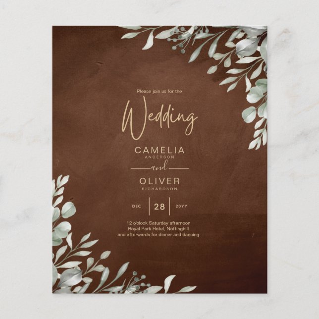 Flyer Greenery Brown Wedding Fall Winter (Frente)