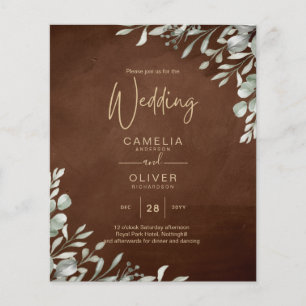 Flyer Greenery Brown Wedding Fall Winter