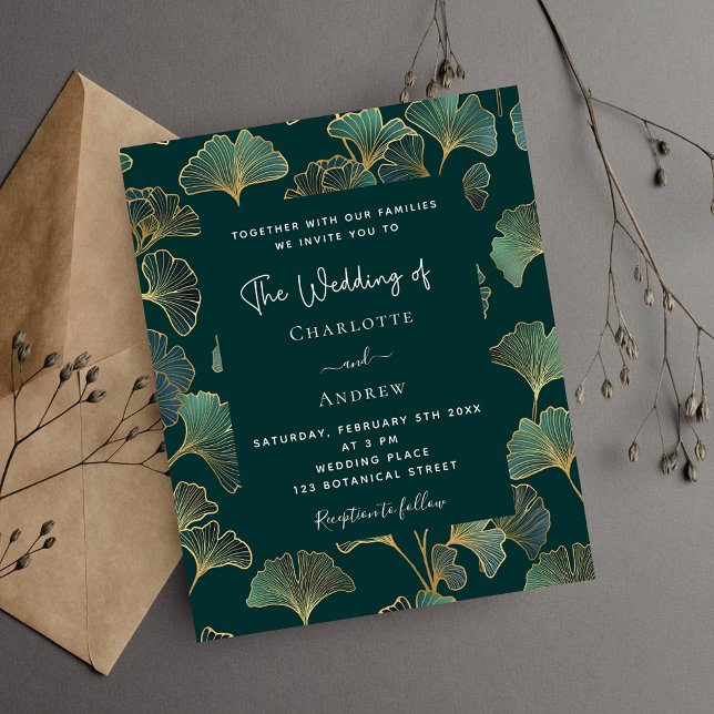 Flyer Greenery ginkgo deja invitación de matrimonio pres (Subido por el creador)