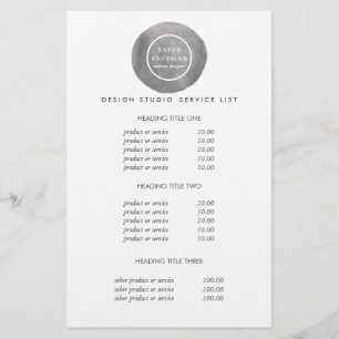 Flyer Gris del logotipo femenino Precios y servicios