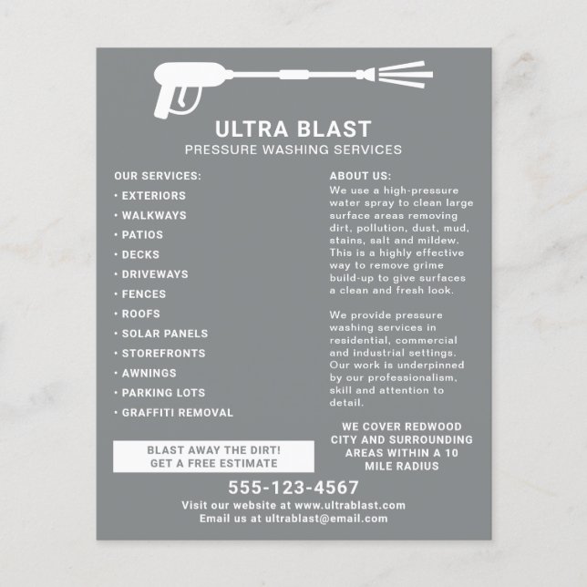 Flyer Gris Gun Gun de agua de lavado a presión (Frente)