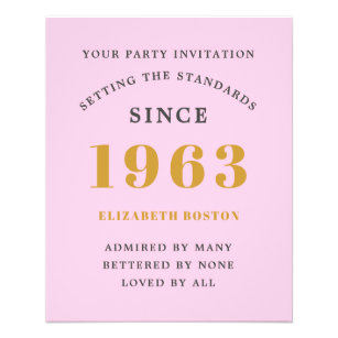 Flyer Gris rosa rosado de 60 cumpleaños, presupuesto 196
