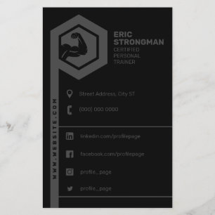 Flyer Gris y negro inspirados en el fitness