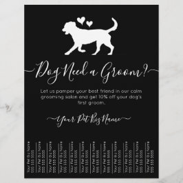 Flyer Grooming de perros blancos y negros de moda minima