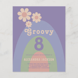 Flyer Groovy 8 Retro Presupuesto del Partido de Cumpleañ