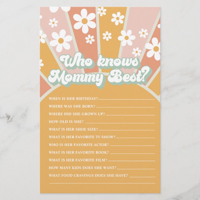 Flyer Groovy Baby Retro Sunshine que conoce a mamá mejor (Frente)